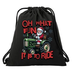 Farm Fun To Ride Santa Tractor Christmas Drawstring Bag