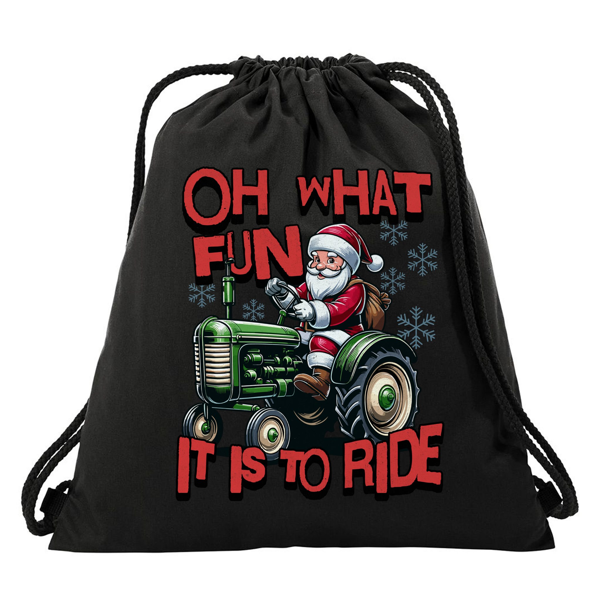 Farm Fun To Ride Santa Tractor Christmas Drawstring Bag