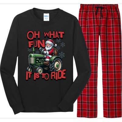 Farm Fun To Ride Santa Tractor Christmas Long Sleeve Pajama Set