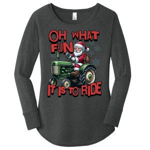 Farm Fun To Ride Santa Tractor Christmas Women's Perfect Tri Tunic Long Sleeve Shirt