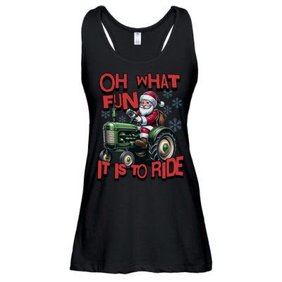 Farm Fun To Ride Santa Tractor Christmas Ladies Essential Flowy Tank