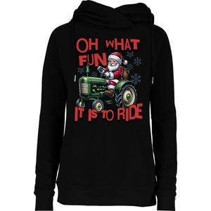 Farm Fun To Ride Santa Tractor Christmas Womens Funnel Neck Pullover Hood