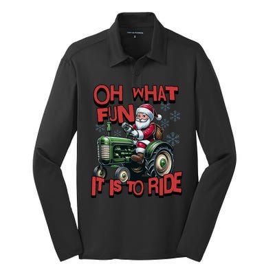 Farm Fun To Ride Santa Tractor Christmas Silk Touch Performance Long Sleeve Polo