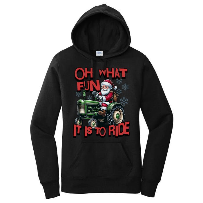 Farm Fun To Ride Santa Tractor Christmas Women's Pullover Hoodie