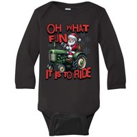 Farm Fun To Ride Santa Tractor Christmas Baby Long Sleeve Bodysuit