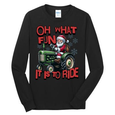 Farm Fun To Ride Santa Tractor Christmas Tall Long Sleeve T-Shirt