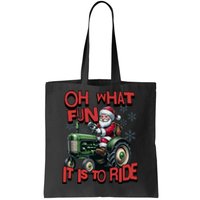 Farm Fun To Ride Santa Tractor Christmas Tote Bag