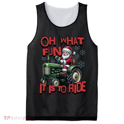 Farm Fun To Ride Santa Tractor Christmas Mesh Reversible Basketball Jersey Tank