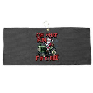 Farm Fun To Ride Santa Tractor Christmas Large Microfiber Waffle Golf Towel