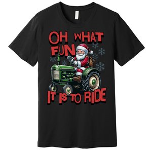 Farm Fun To Ride Santa Tractor Christmas Premium T-Shirt