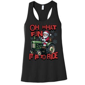 Farm Fun To Ride Santa Tractor Christmas Women's Racerback Tank