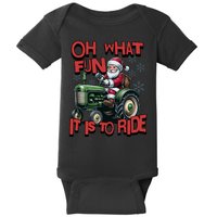 Farm Fun To Ride Santa Tractor Christmas Baby Bodysuit