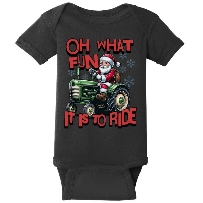 Farm Fun To Ride Santa Tractor Christmas Baby Bodysuit