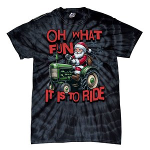 Farm Fun To Ride Santa Tractor Christmas Tie-Dye T-Shirt