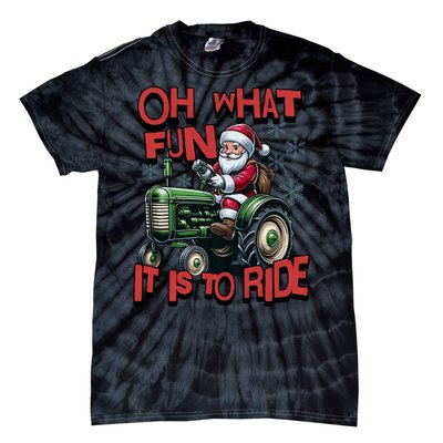 Farm Fun To Ride Santa Tractor Christmas Tie-Dye T-Shirt