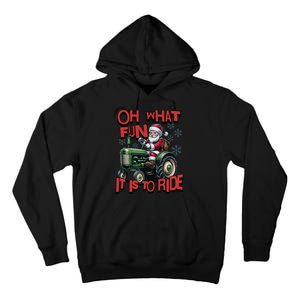 Farm Fun To Ride Santa Tractor Christmas Tall Hoodie