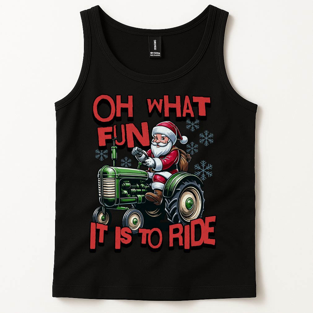 Farm Fun To Ride Santa Tractor Christmas Tank Top