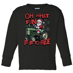 Farm Fun To Ride Santa Tractor Christmas Toddler Long Sleeve Shirt