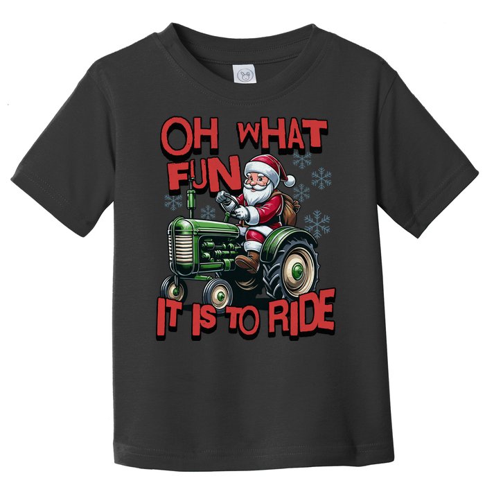 Farm Fun To Ride Santa Tractor Christmas Toddler T-Shirt