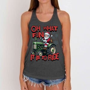 Farm Fun To Ride Santa Tractor Christmas Women's Knotted Racerback Tank