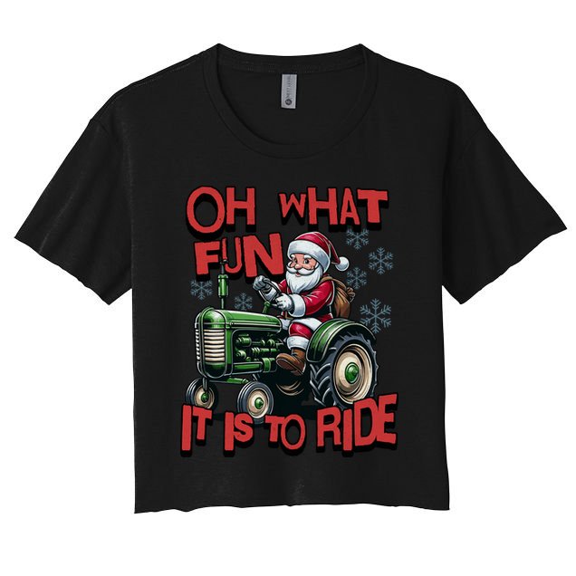 Farm Fun To Ride Santa Tractor Christmas Crop Top