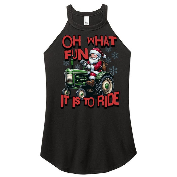 Farm Fun To Ride Santa Tractor Christmas Women's Perfect Tri Rocker Tank