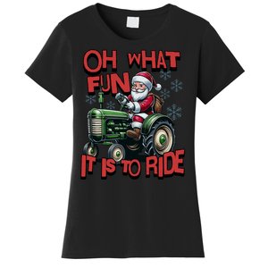 Farm Fun To Ride Santa Tractor Christmas Women's T-Shirt