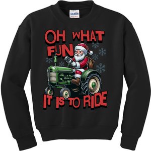 Farm Fun To Ride Santa Tractor Christmas Kids Sweatshirt