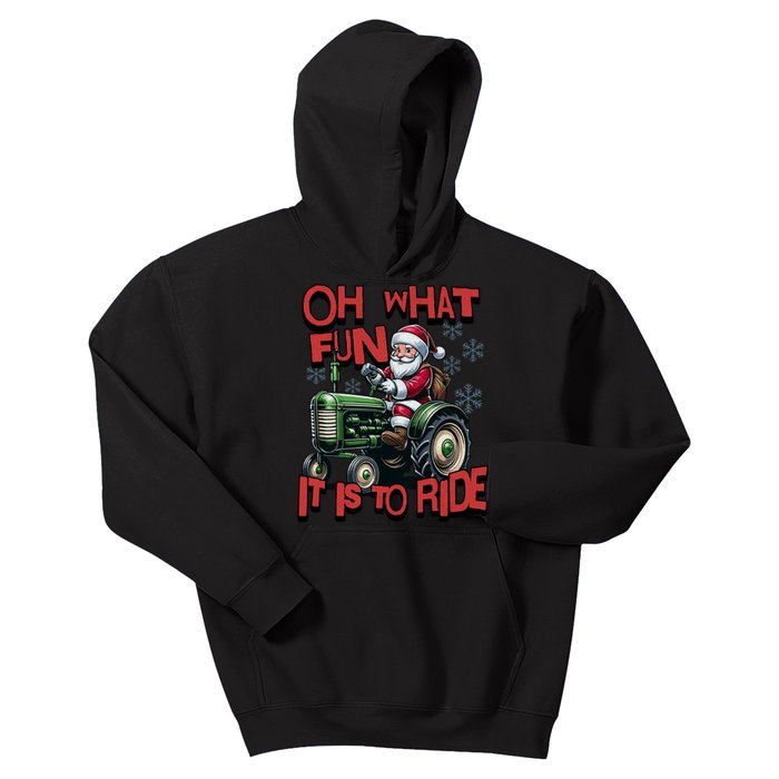 Farm Fun To Ride Santa Tractor Christmas Kids Hoodie