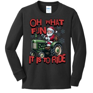 Farm Fun To Ride Santa Tractor Christmas Kids Long Sleeve Shirt