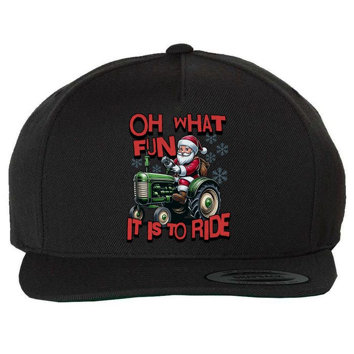 Farm Fun To Ride Santa Tractor Christmas Wool Snapback Cap