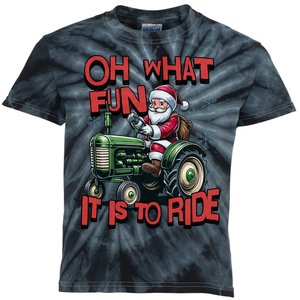 Farm Fun To Ride Santa Tractor Christmas Kids Tie-Dye T-Shirt