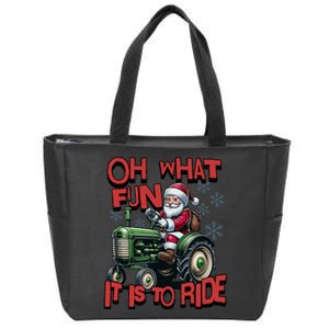 Farm Fun To Ride Santa Tractor Christmas Zip Tote Bag