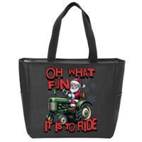 Farm Fun To Ride Santa Tractor Christmas Zip Tote Bag