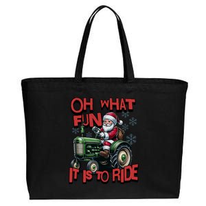 Farm Fun To Ride Santa Tractor Christmas Cotton Canvas Jumbo Tote