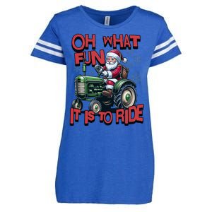 Farm Fun To Ride Santa Tractor Christmas Enza Ladies Jersey Football T-Shirt