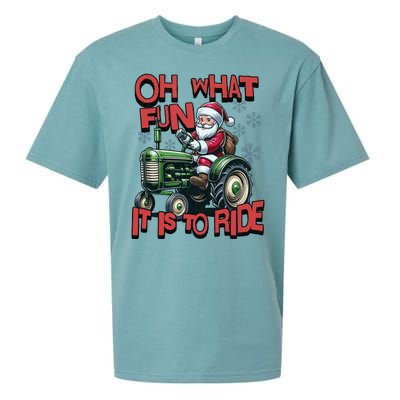 Farm Fun To Ride Santa Tractor Christmas Sueded Cloud Jersey T-Shirt