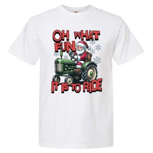 Farm Fun To Ride Santa Tractor Christmas Garment-Dyed Heavyweight T-Shirt