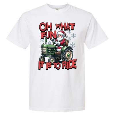 Farm Fun To Ride Santa Tractor Christmas Garment-Dyed Heavyweight T-Shirt