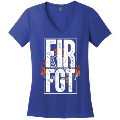 Firefighter Fire Truck Fire Departt Rescue Fire Gift Women's V-Neck T-Shirt