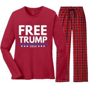 #Freetrump, Free Trump, Trump Is Innocent Free Trump 2024 Women's Long Sleeve Flannel Pajama Set 