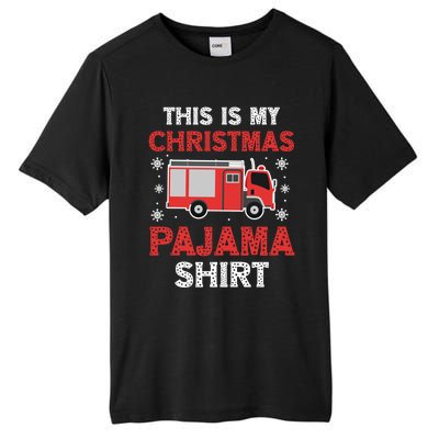 Funny Fire This Is My Christmas Pajama Firefighter Truck Gift Tall Fusion ChromaSoft Performance T-Shirt