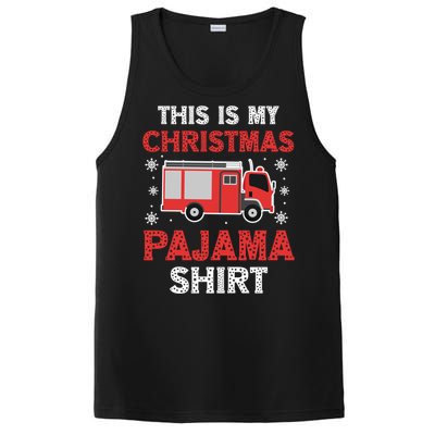 Funny Fire This Is My Christmas Pajama Firefighter Truck Gift PosiCharge Competitor Tank