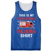 Funny Fire This Is My Christmas Pajama Firefighter Truck Gift Mesh Reversible Basketball Jersey Tank