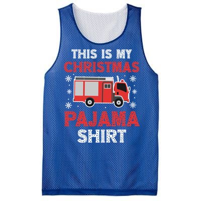 Funny Fire This Is My Christmas Pajama Firefighter Truck Gift Mesh Reversible Basketball Jersey Tank