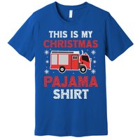 Funny Fire This Is My Christmas Pajama Firefighter Truck Gift Premium T-Shirt