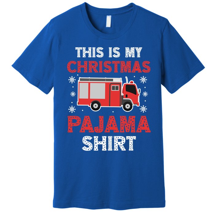 Funny Fire This Is My Christmas Pajama Firefighter Truck Gift Premium T-Shirt