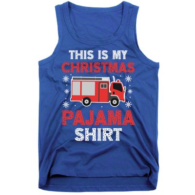 Funny Fire This Is My Christmas Pajama Firefighter Truck Gift Tank Top