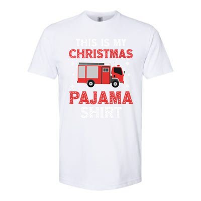 Funny Fire This Is My Christmas Pajama Firefighter Truck Gift Softstyle CVC T-Shirt