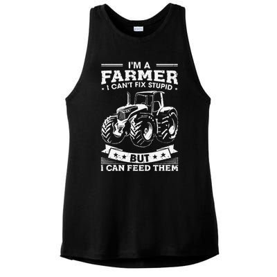 Funny Farming Tractor I'm A Farmer I Feed People Ladies PosiCharge Tri-Blend Wicking Tank